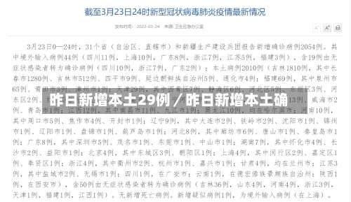 昨日新增本土29例／昨日新增本土确-第1张图片