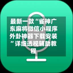 最新一款“雀神广东麻将微信小程序外卦神器下载安装”详细透视辅助教程-第2张图片