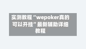 实测教程“wepoker真的可以开挂	”最新辅助详细教程-第2张图片