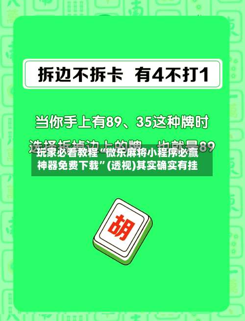 玩家必看教程“微乐麻将小程序必赢神器免费下载”(透视)其实确实有挂-第2张图片