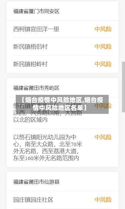 【烟台疫情中风险地区,烟台疫情中风险地区名单】-第2张图片