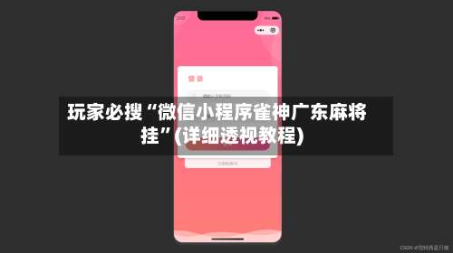 玩家必搜“微信小程序雀神广东麻将挂	”(详细透视教程)-第2张图片