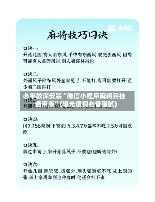 必学教你安装“微信小程序麻将开挂通用版”(曝光透视必备猫腻)-第2张图片