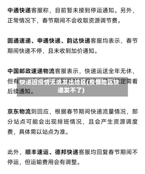 快递因疫情无法发出地区(疫情地区快递发不了)-第1张图片
