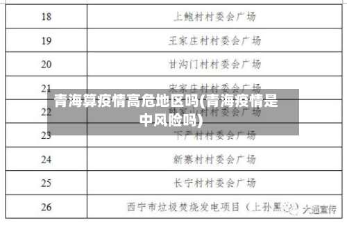 青海算疫情高危地区吗(青海疫情是中风险吗)-第1张图片